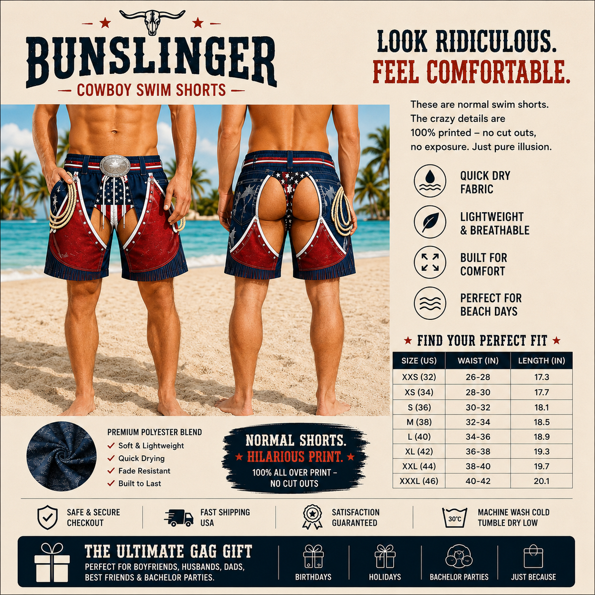 Bunslinger™ Cowboy Swim Shorts